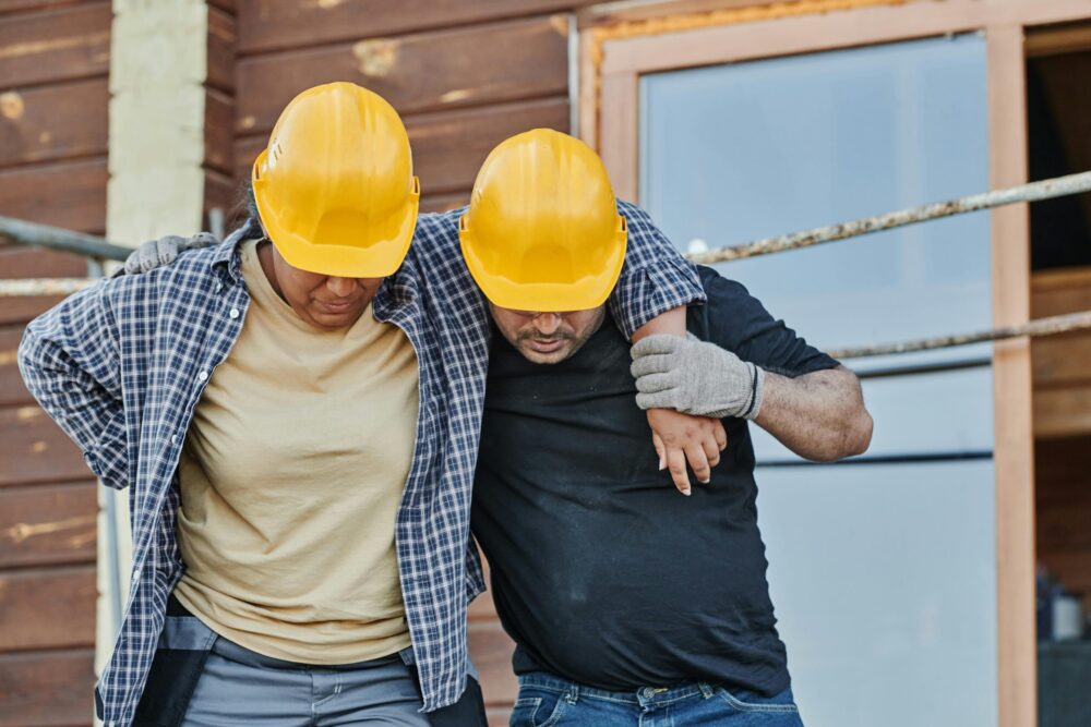 Injured construction worker on a job site